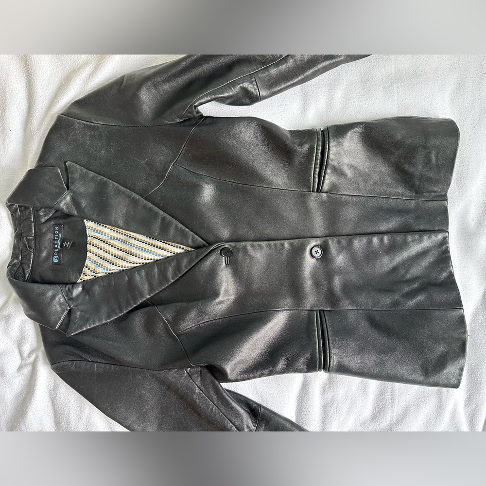 Reaction Kenneth Cole black leather jacket